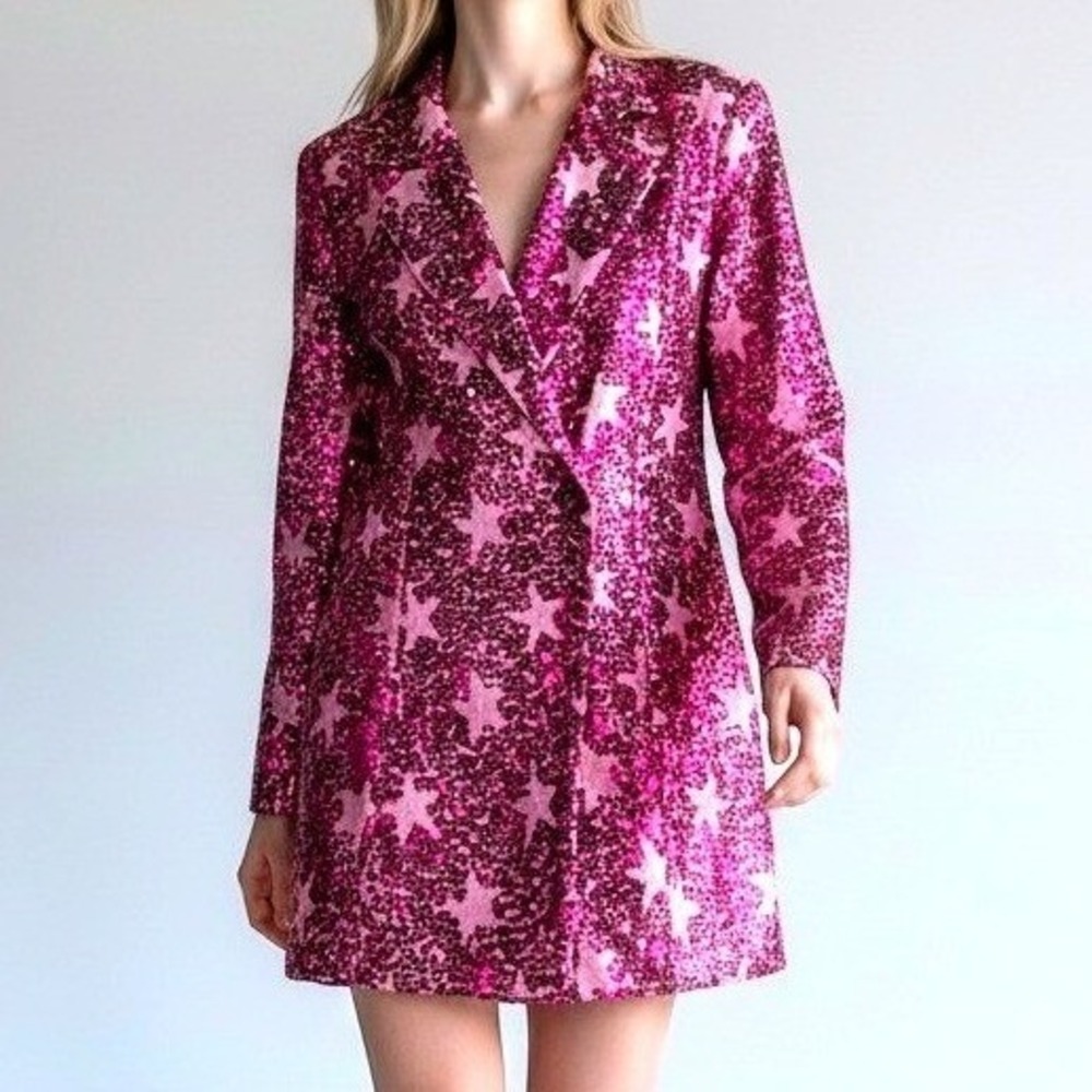 BuddyLove x RaeLynn Blazer Dress Womens Small Pink Sequin Star Costume NWT